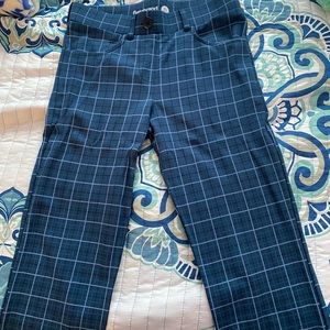 Betabrand 7 Pocket Dress Pant Yoga straight leg, Ocean Tartan.  Xs short petite
